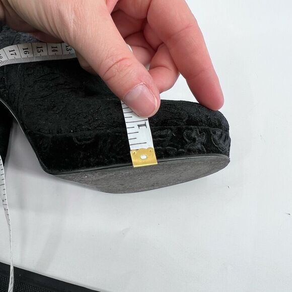 Kensie Black Velvet Floral Emeline Block heel boot bootie size 8.5 Platform Goth - Picture 12 of 14